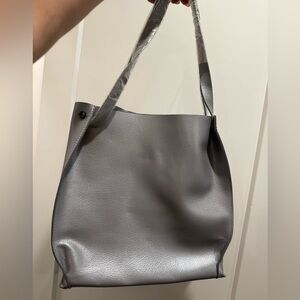 NWOT Neiman Marcus Silver- Gray Tote Bag